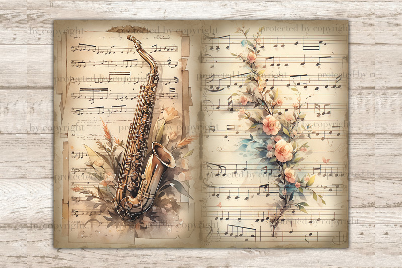 music-vintage-sheet-junk-journal-pages