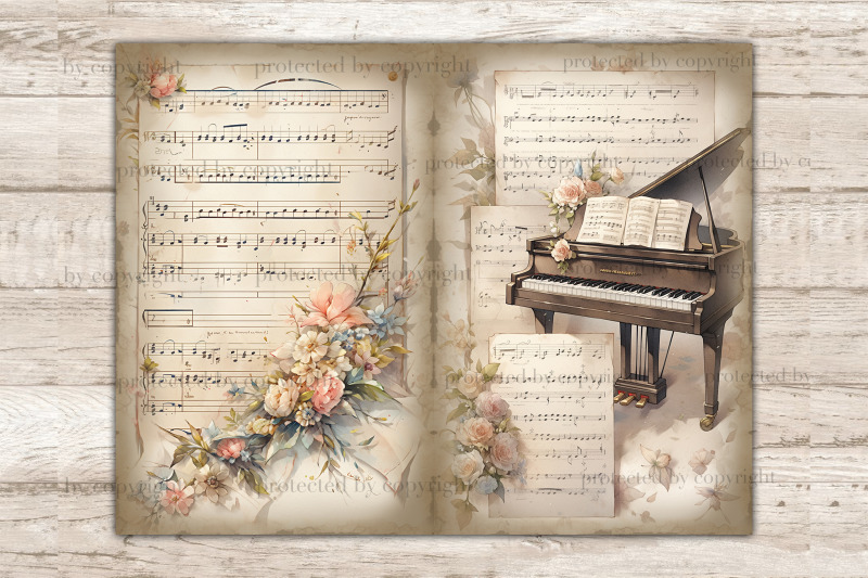 music-vintage-sheet-junk-journal-pages