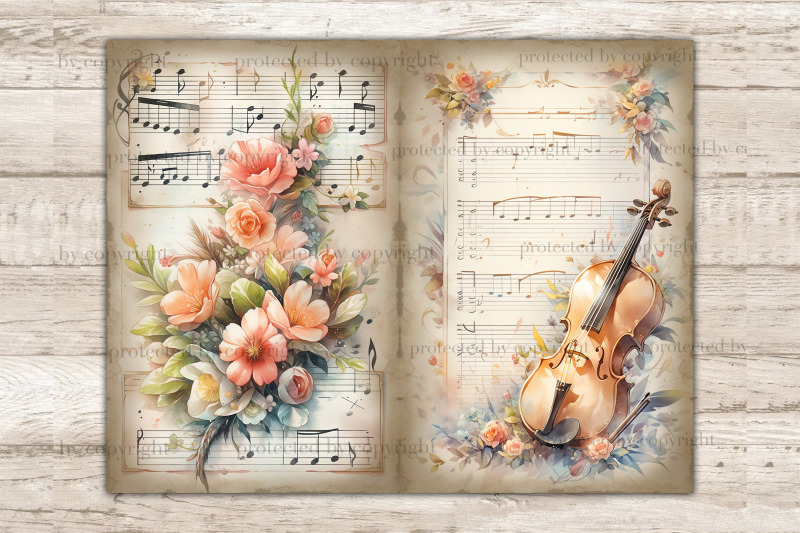 music-vintage-sheet-junk-journal-pages