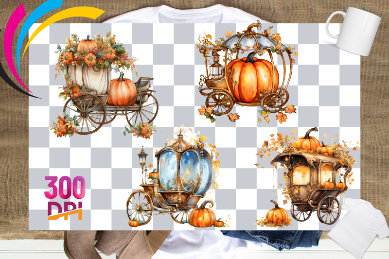 watercolor-pumpkin-carriage-sublimation-clipart-png