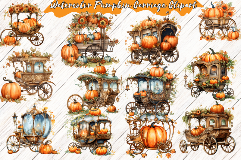 watercolor-pumpkin-carriage-sublimation-clipart-png