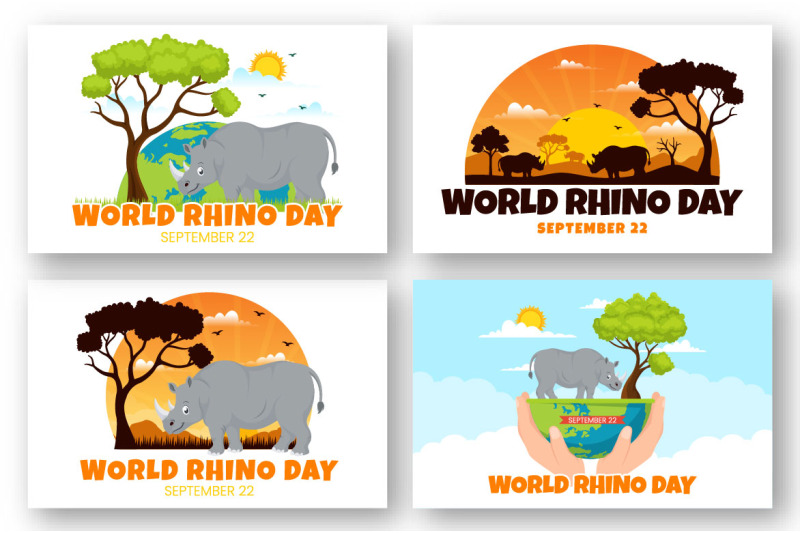 13-world-rhino-day-vector-illustration