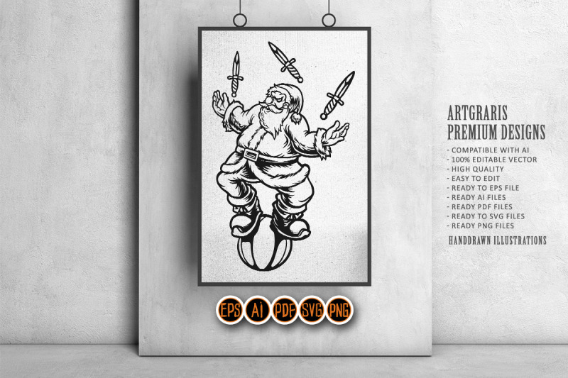 holiday-hilarity-christmas-circus-with-santa-claus-clown-monochrome