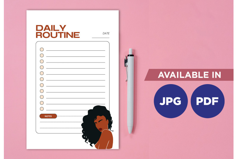 black-woman-planner-printable-planifier-digital-template-art