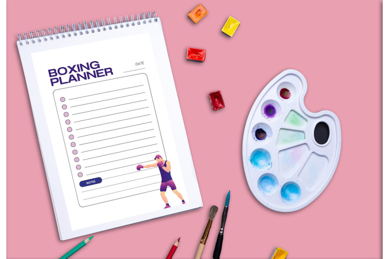 boxing-planner-printable-planifier-digital-template-art