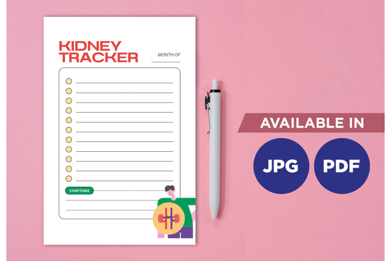 kidney-planner-printable-planifier-digital-template-art