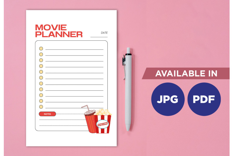 movie-planner-printable-planifier-digital-template-art