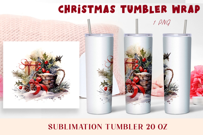 christmas-watercolor-flowers-sublimation-tumbler-wrap