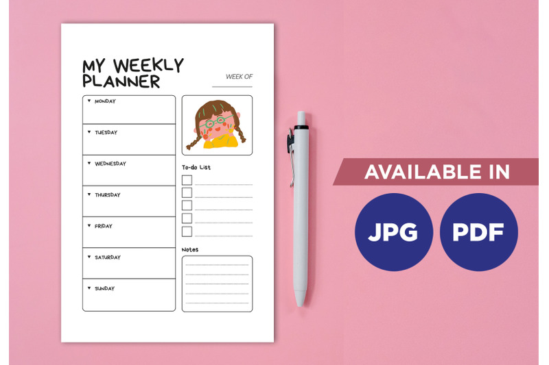 kids-planner-printable-planifier-digital-template-art