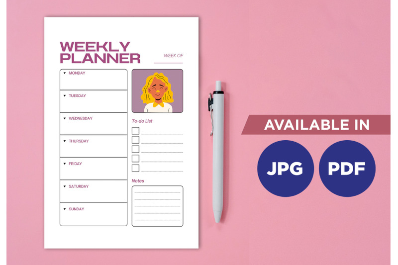 weekly-woman-planner-printable-planifier-digital-template-art