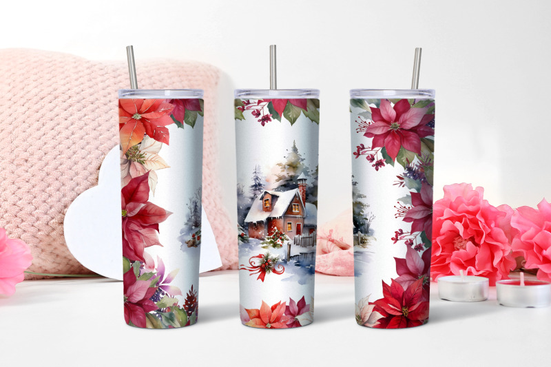 christmas-watercolor-flowers-sublimation-tumbler-wrap