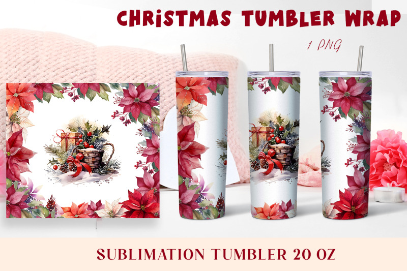 christmas-watercolor-flowers-sublimation-tumbler-wrap