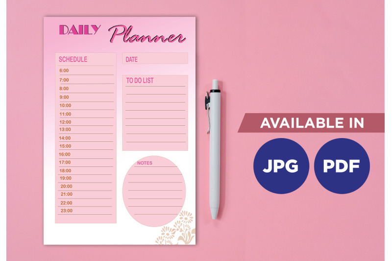 pink-daily-planner-printable-planifier-digital-template-art