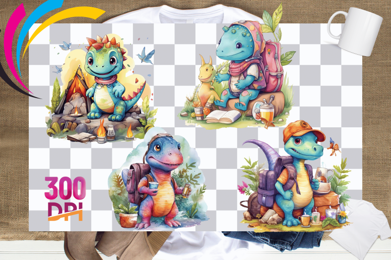 cute-dinosaur-on-adventure-camping-watercolor-sublimation