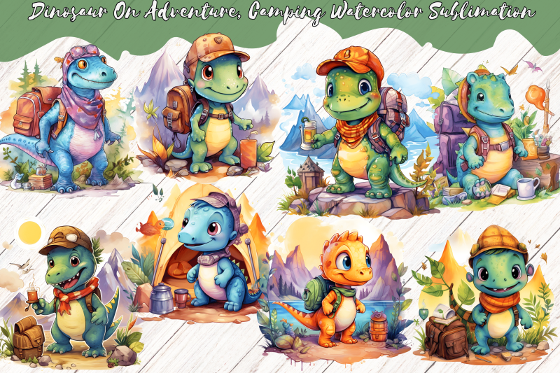 cute-dinosaur-on-adventure-camping-watercolor-sublimation