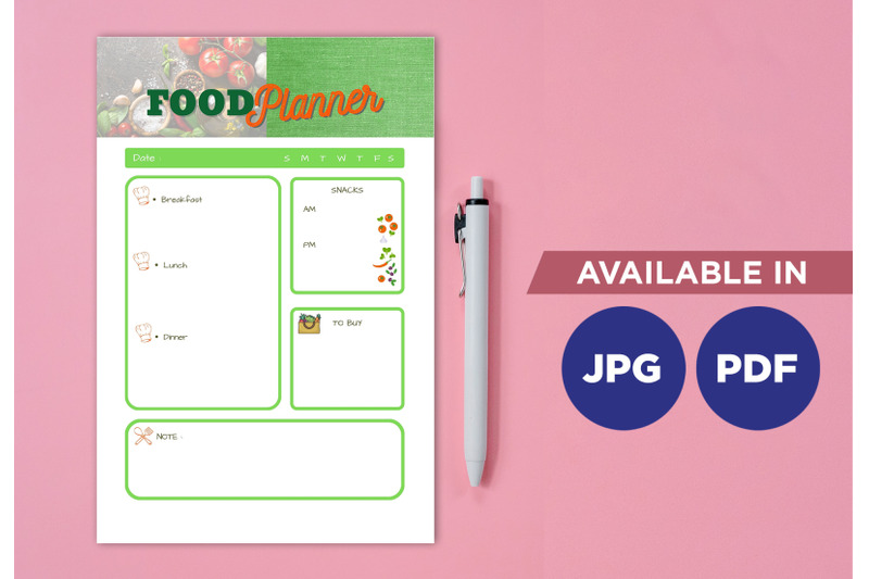 food-planner-printable-planifier-digital-template-art