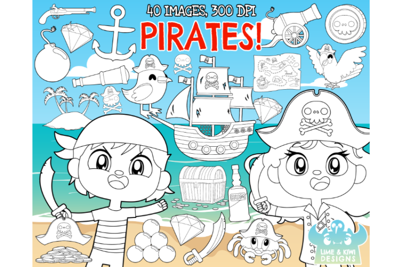 pirates-digital-stamps-lime-and-kiwi-designs