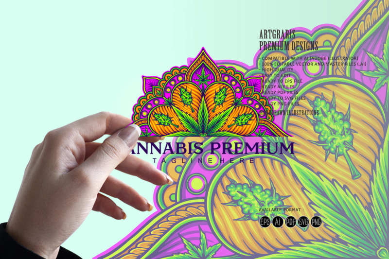 mandala-cannabis-ornament-middle-eastern-geometry