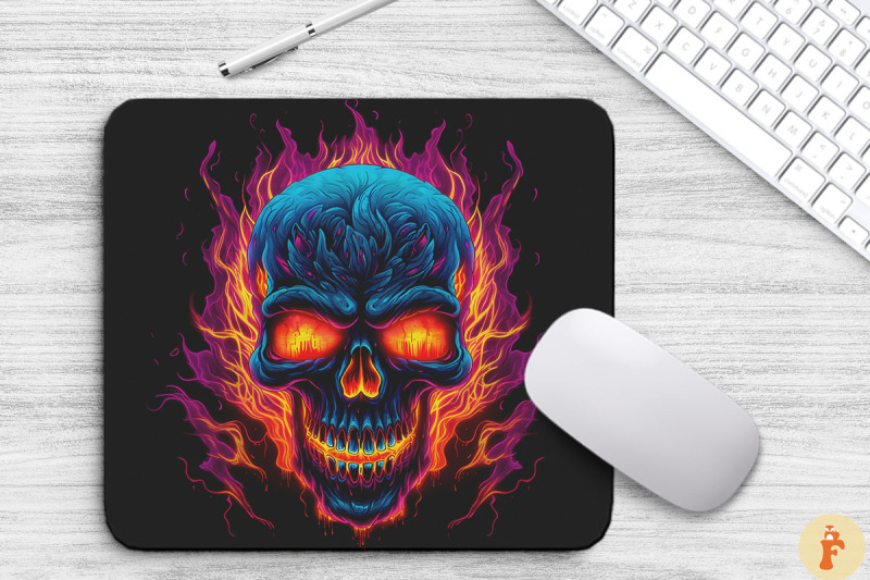 neon-skull-flaming-eyes-mouse-pad