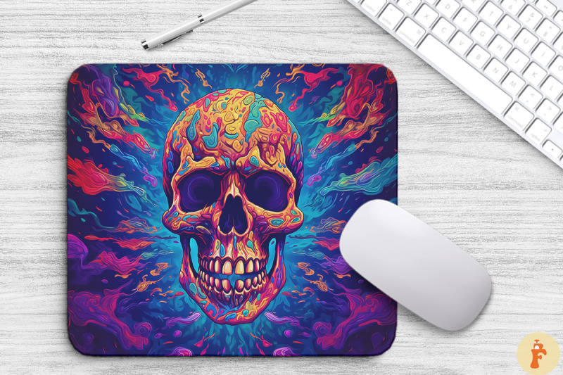 psychedelic-trippy-skull-mouse-pad