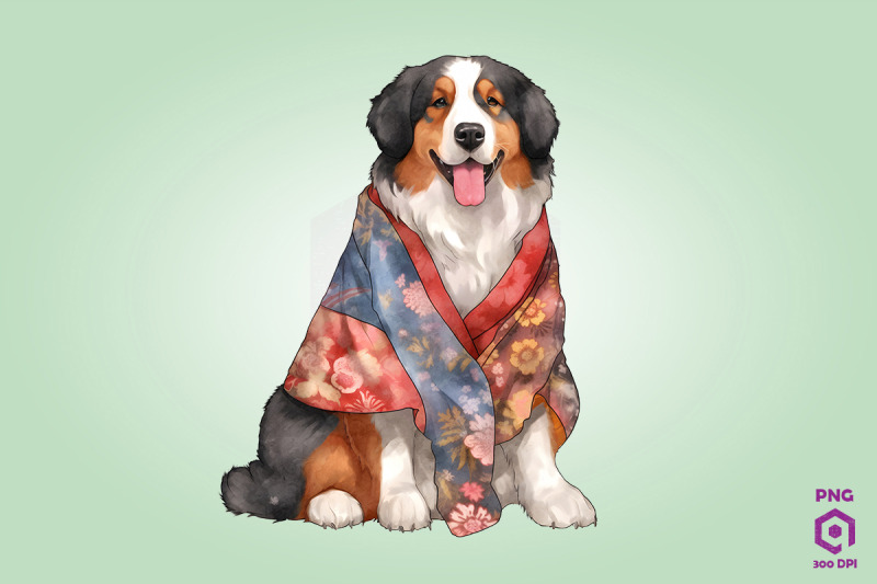 bernese-mountain-dog-in-kimono-png