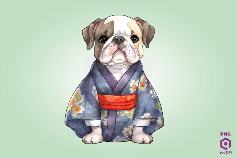 bulldog-dog-in-kimono-png