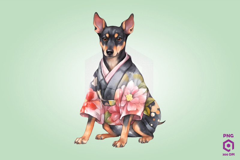 doberman-pinscher-dog-in-kimono-png