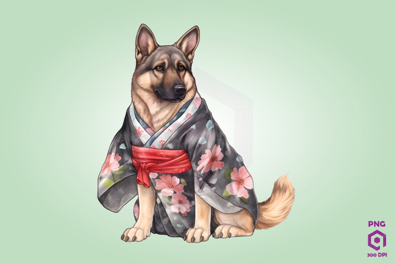 german-shepherd-dog-in-kimono-png