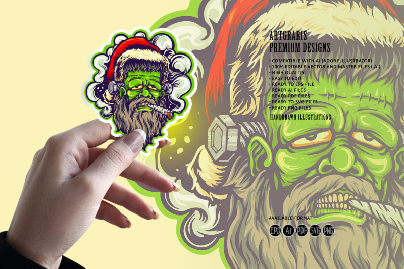 stoned-frankenstein-smoking-christmas-cannabis-joint