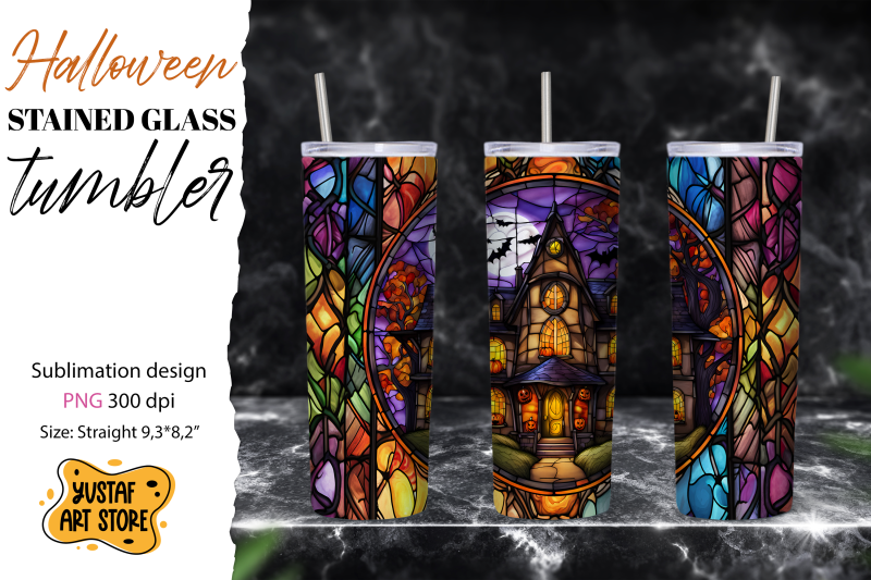 halloween-tumbler-sublimation-stained-glass-design