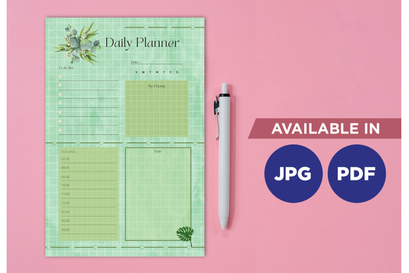 green-grid-planner-printable-template-paper-sheet