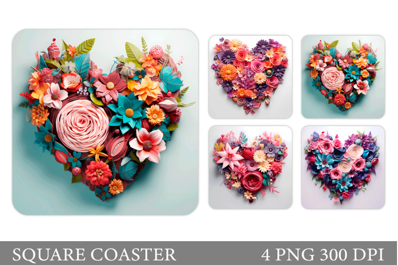 3d-flowers-square-coaster-flowers-hearts-coaster-design