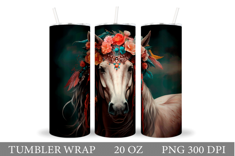 horse-tumbler-sublimation-boho-horse-tumbler-design