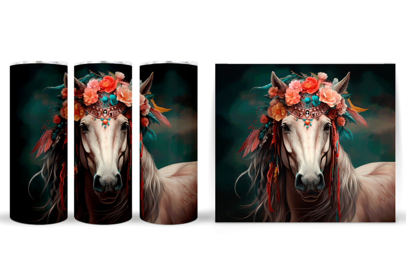 horse-tumbler-sublimation-boho-horse-tumbler-design