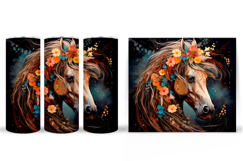 boho-horse-tumbler-sublimation-horse-tumbler-wrap-design