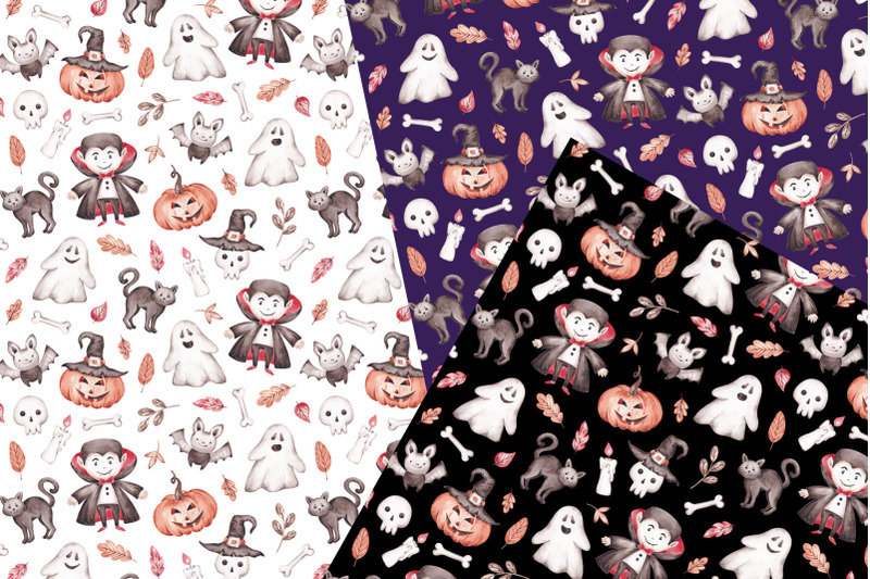 watercolor-halloween-clip-art-and-seamless-patterns