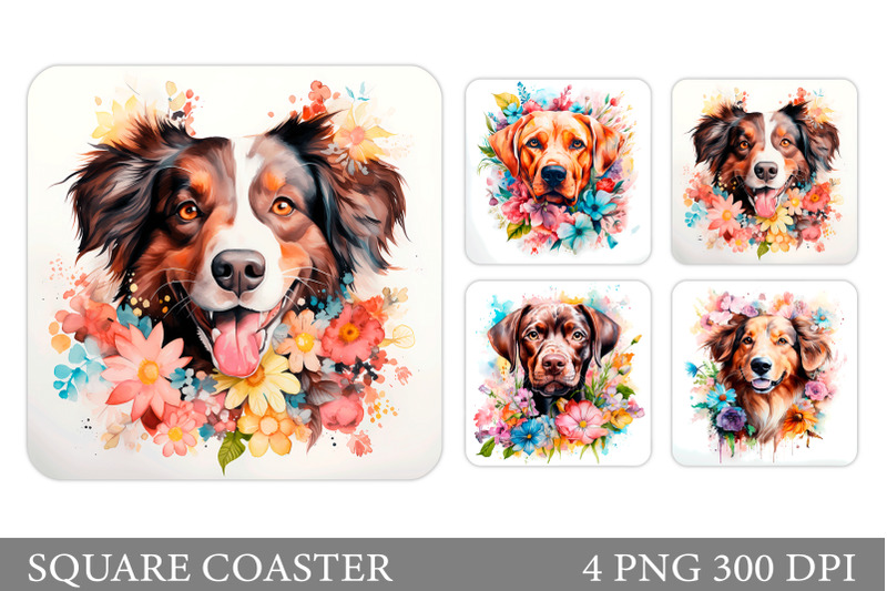 dog-square-coaster-design-dog-flowers-coaster-sublimation