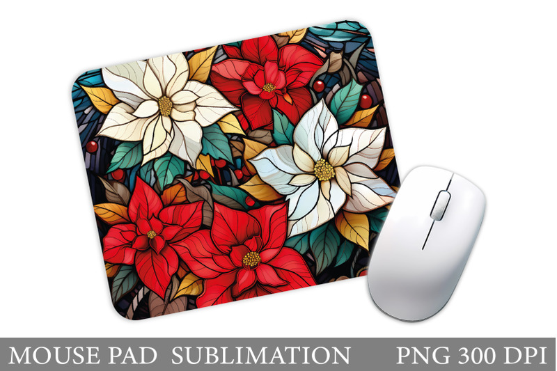 poinsettia-mouse-pad-stained-glass-flowers-mouse-pad