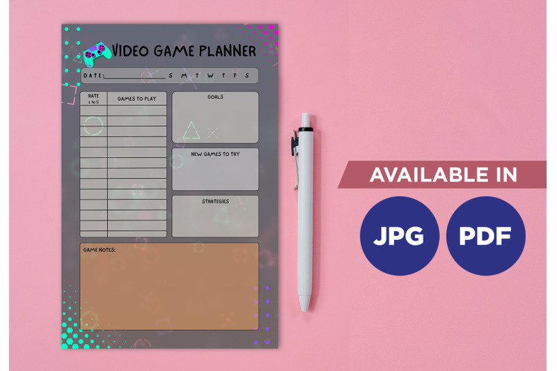 video-game-planner-printable-template-paper-sheet