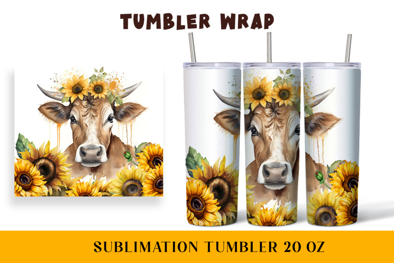 watercolor-wrapper-for-a-cow-in-sunflowers