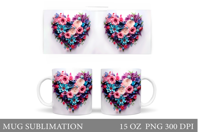 3d-flowers-heart-mug-sublimation-flowers-mug-wrap-design