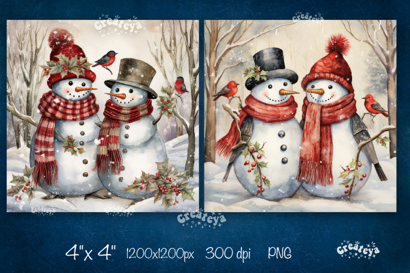 christmas-coaster-sublimation-bundle-square-coaster-design-snowman-png