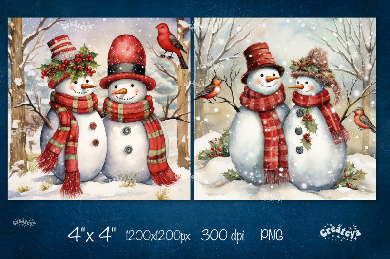 christmas-coaster-sublimation-bundle-square-coaster-design-snowman-png