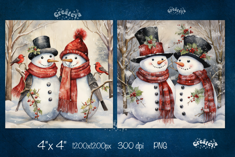 christmas-coaster-sublimation-bundle-square-coaster-design-snowman-png