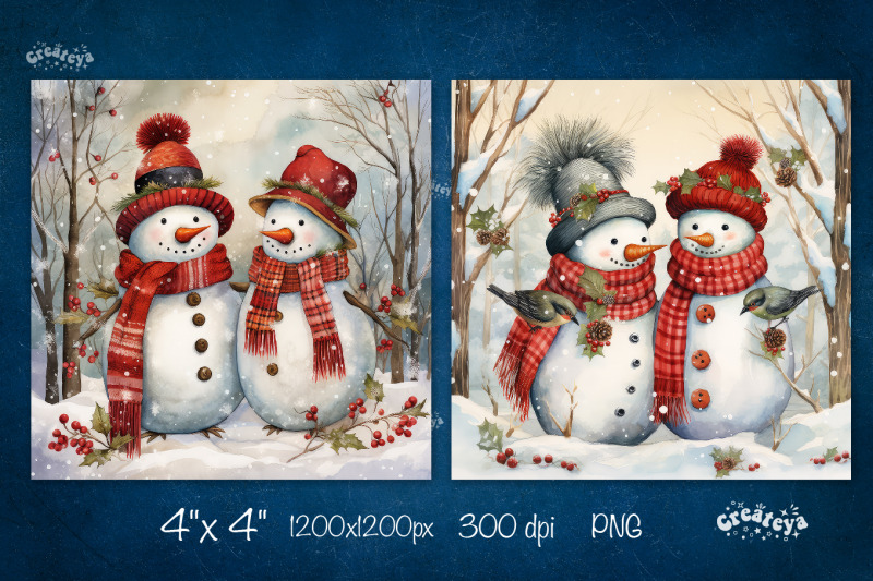 christmas-coaster-sublimation-bundle-square-coaster-design-snowman-png