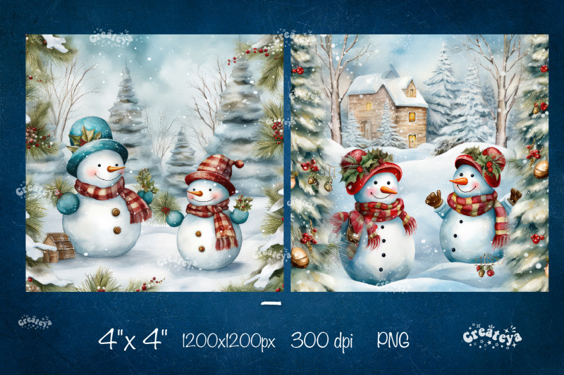 christmas-coaster-sublimation-bundle-square-coaster-design-snowman-png