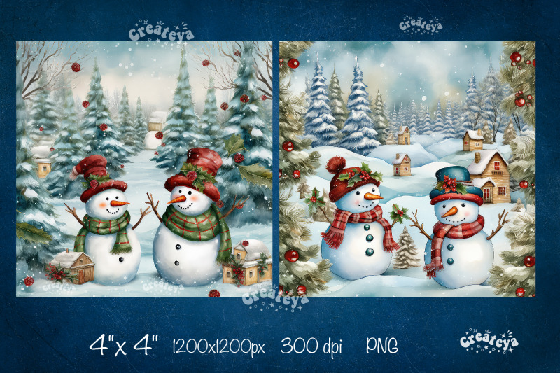 christmas-coaster-sublimation-bundle-square-coaster-design-snowman-png