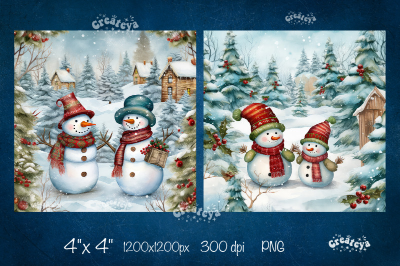 christmas-coaster-sublimation-bundle-square-coaster-design-snowman-png