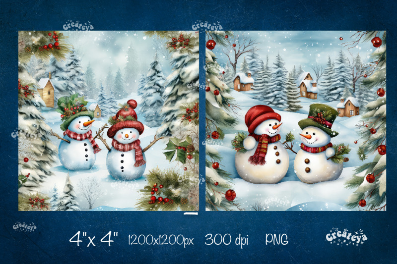 christmas-coaster-sublimation-bundle-square-coaster-design-snowman-png