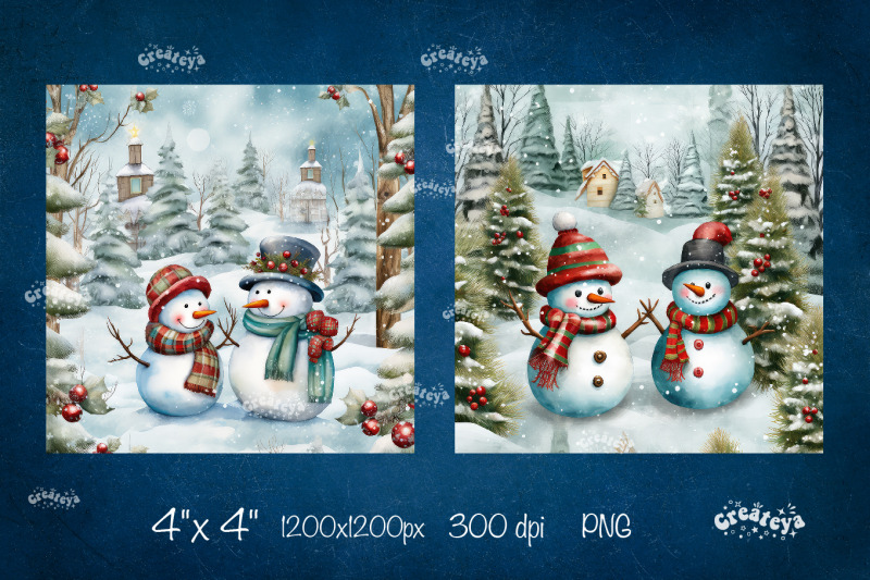 christmas-coaster-sublimation-bundle-square-coaster-design-snowman-png